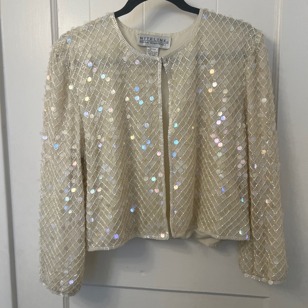 Niteline Cream Sequin Blazer Jacket